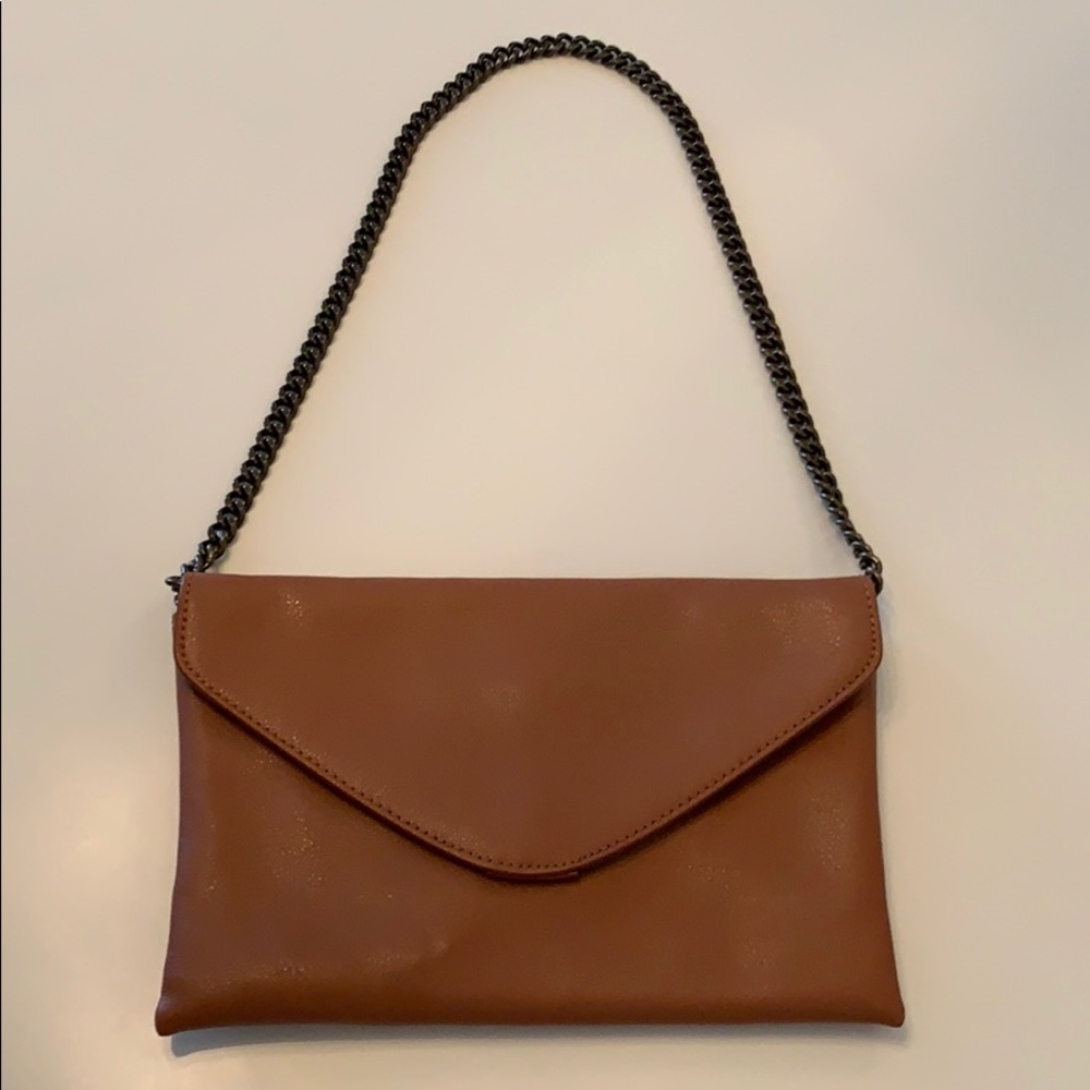 J. Crew Factory Tan Leather Envelope Clutch